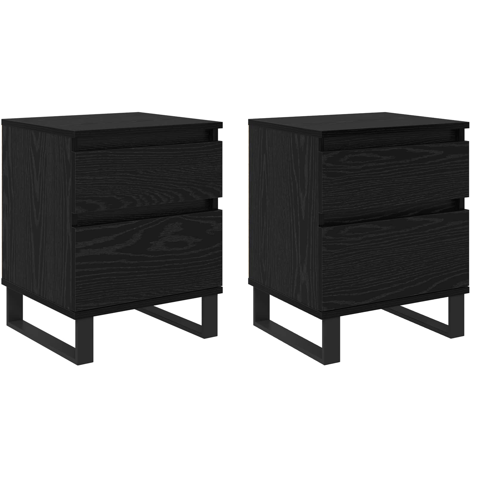 vidaXL Szafka Nocna z szufladą 2 pcs Czarny Dąb 40 x 35 x 50 cm
