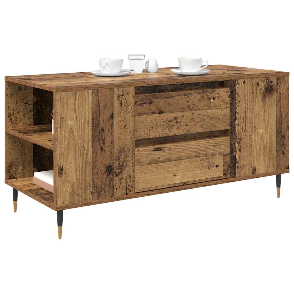 vidaXL Stolik kawowy z szufladą Stare drewno 102 x 44,5 x 50 cm