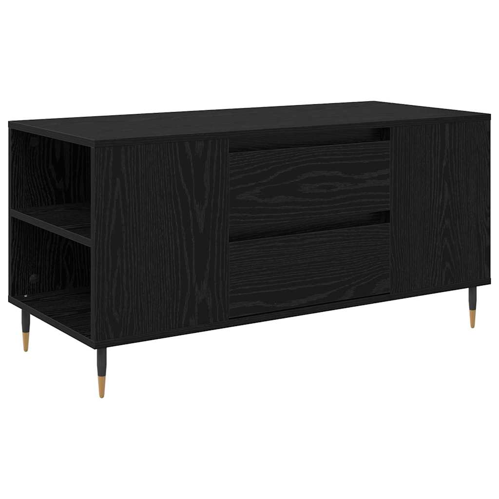 vidaXL Stolik kawowy z szufladą Czarny Dąb 102 x 44,5 x 50 cm