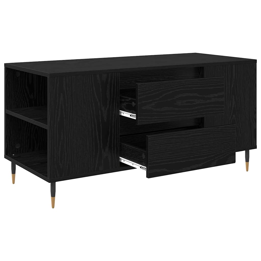 vidaXL Stolik kawowy z szufladą Czarny Dąb 102 x 44,5 x 50 cm