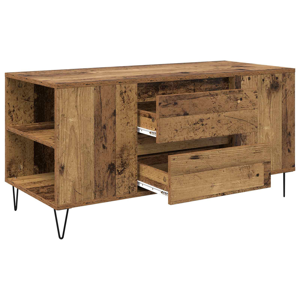 vidaXL Stolik kawowy z szufladą Stare drewno 102 x 44,5 x 50 cm