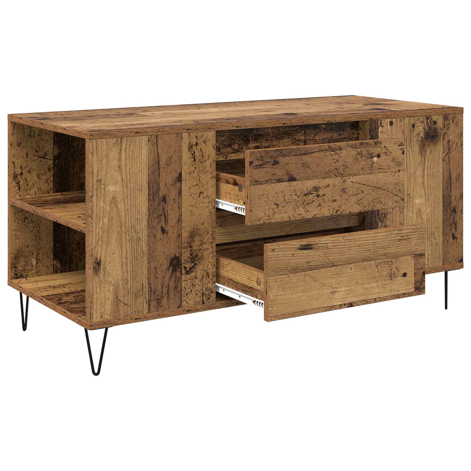 vidaXL Stolik kawowy z szufladą Stare drewno 102 x 44,5 x 50 cm