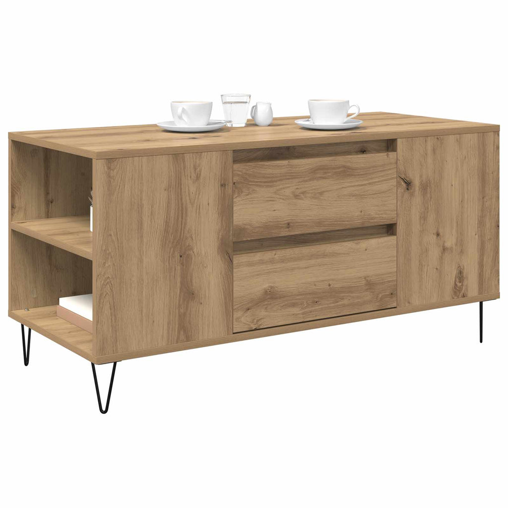 vidaXL Stolik kawowy z szufladą Dąb rzemieślniczy 102 x 44,5 x 50 cm