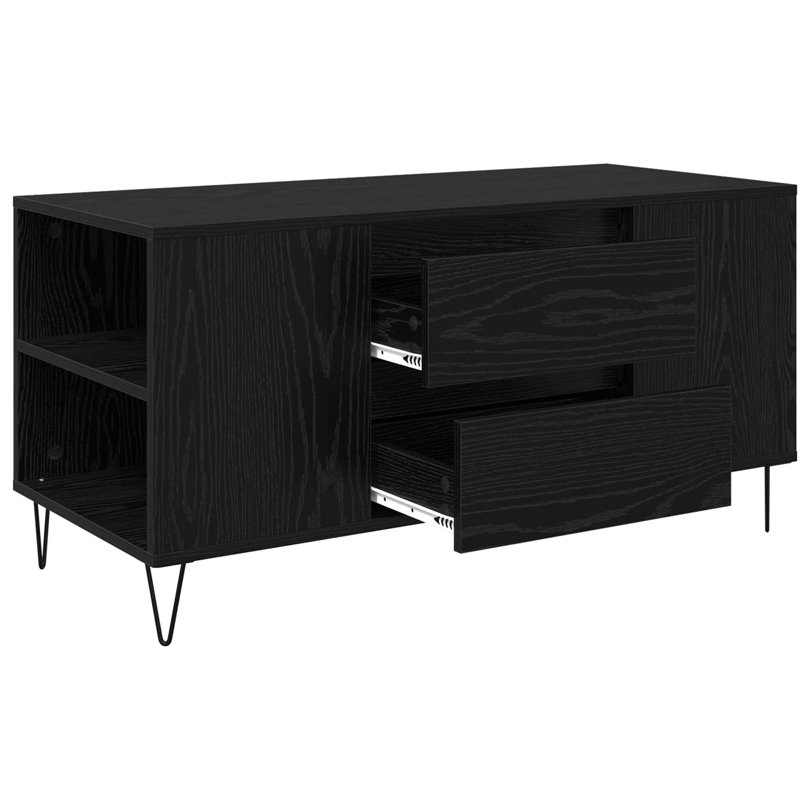 vidaXL Stolik kawowy z szufladą Czarny Dąb 102 x 44,5 x 50 cm