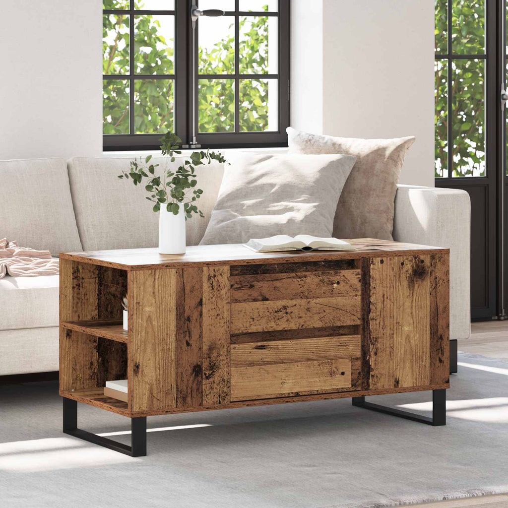 vidaXL Stolik kawowy Stare drewno 102 x 44,5 x 50 cm