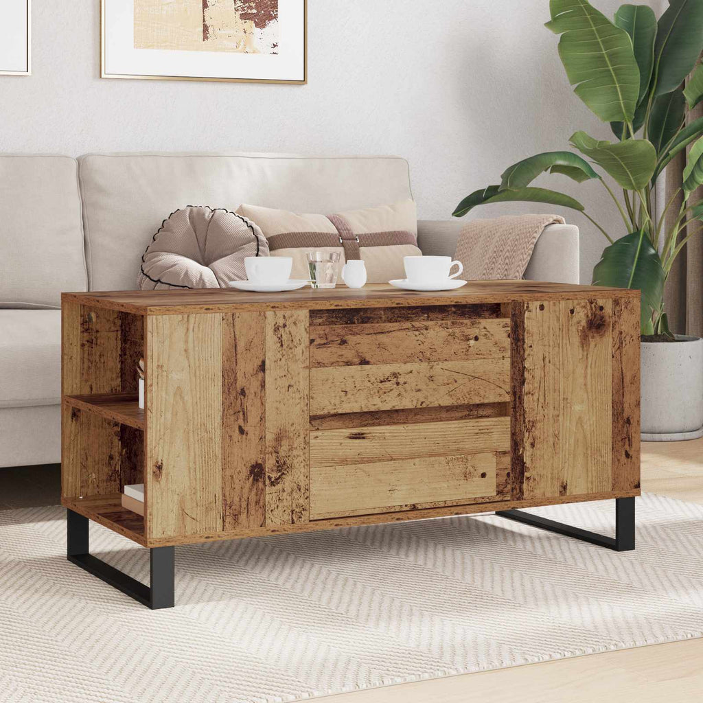 vidaXL Stolik kawowy Stare drewno 102 x 44,5 x 50 cm