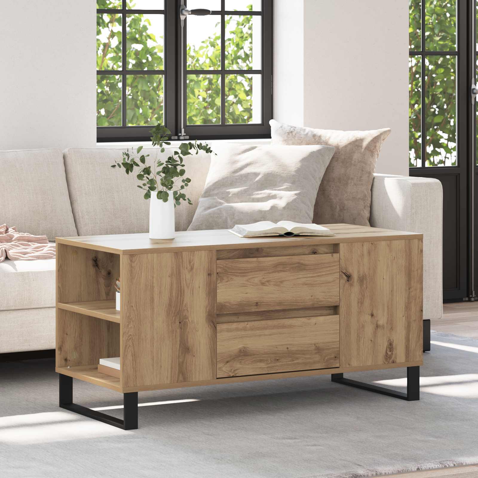 vidaXL Stolik kawowy Dąb rzemieślniczy 102 x 44,5 x 50 cm