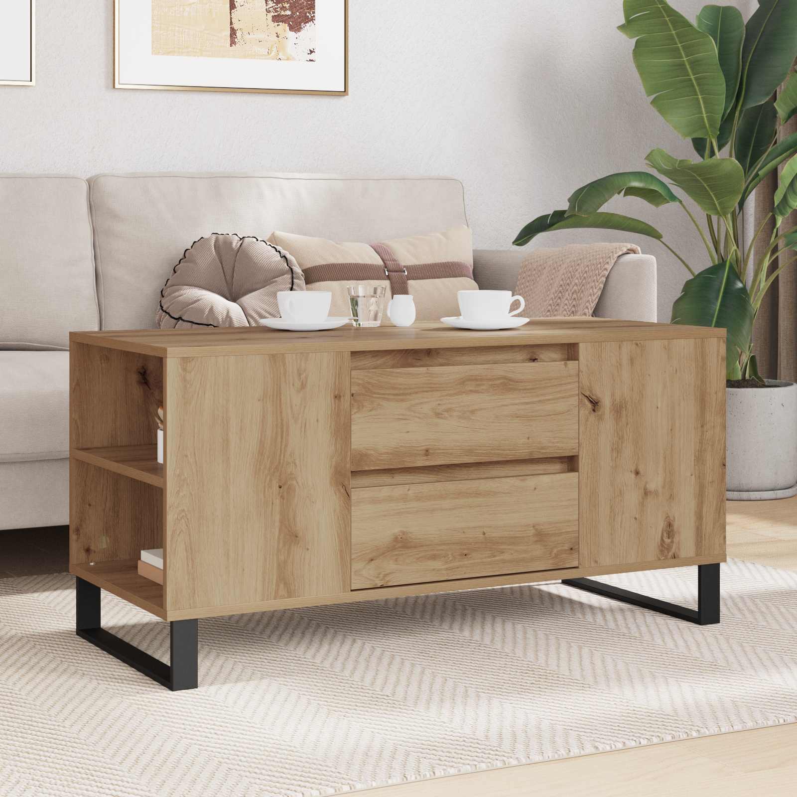 vidaXL Stolik kawowy Dąb rzemieślniczy 102 x 44,5 x 50 cm