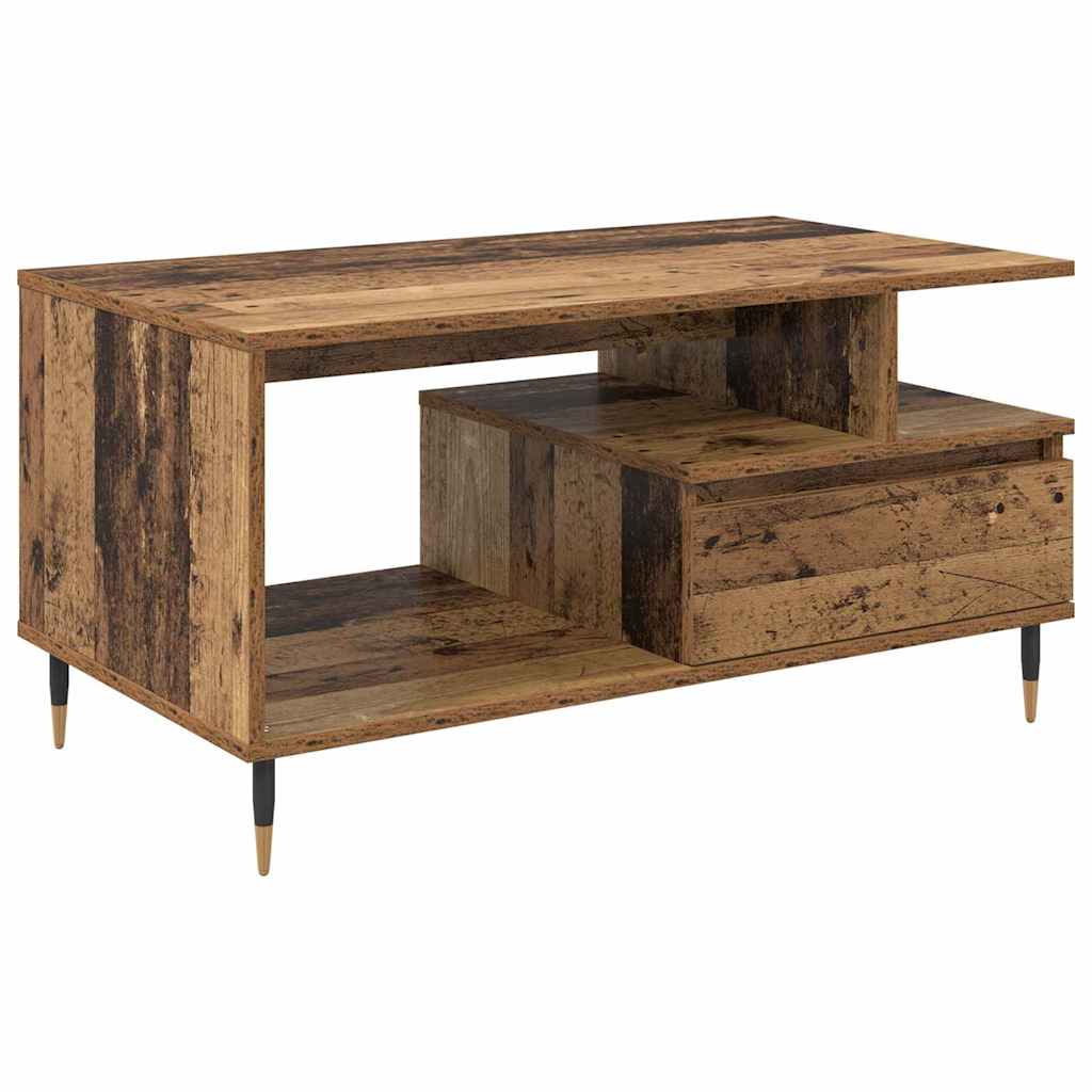 vidaXL Stolik kawowy z szufladą Stare drewno 90 x 49 x 45 cm