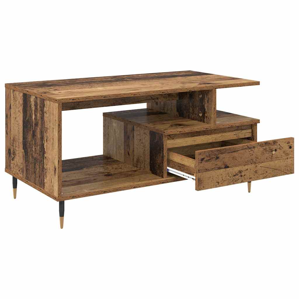 vidaXL Stolik kawowy z szufladą Stare drewno 90 x 49 x 45 cm