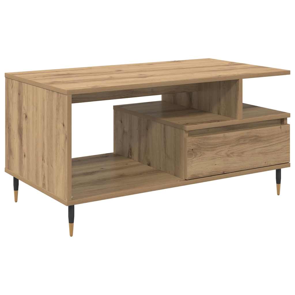 vidaXL Stolik kawowy z szufladą Dąb rzemieślniczy 90 x 49 x 45 cm