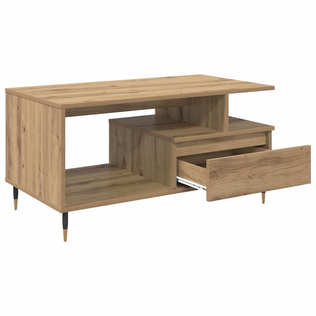 vidaXL Stolik kawowy z szufladą Dąb rzemieślniczy 90 x 49 x 45 cm