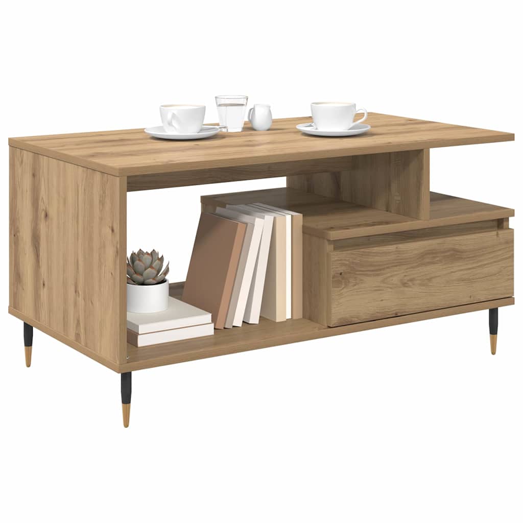vidaXL Stolik kawowy z szufladą Dąb rzemieślniczy 90 x 49 x 45 cm