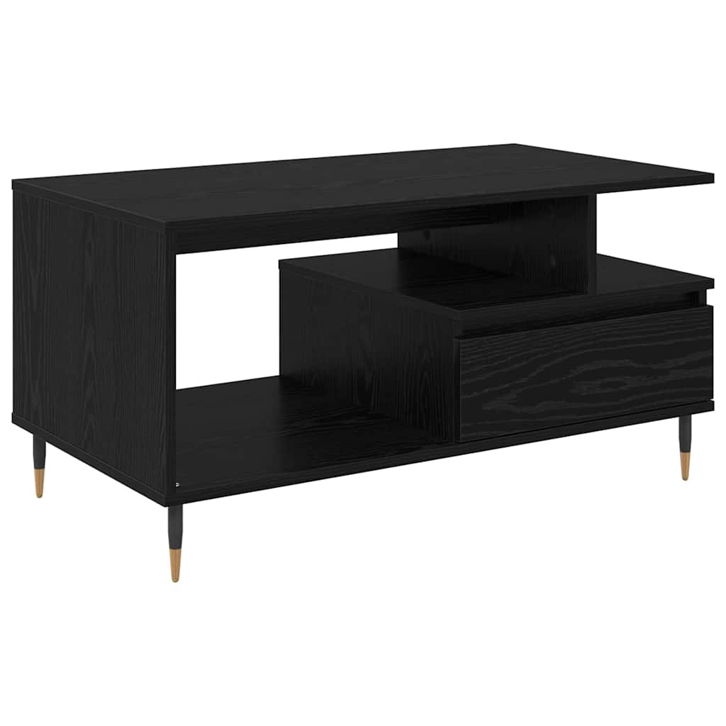 vidaXL Stolik kawowy z szufladą Czarny Dąb 90 x 49 x 45 cm