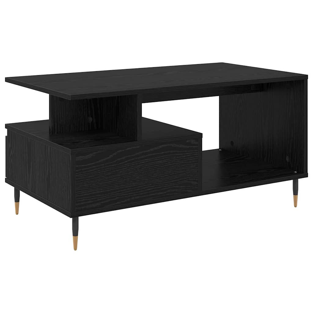 vidaXL Stolik kawowy z szufladą Czarny Dąb 90 x 49 x 45 cm