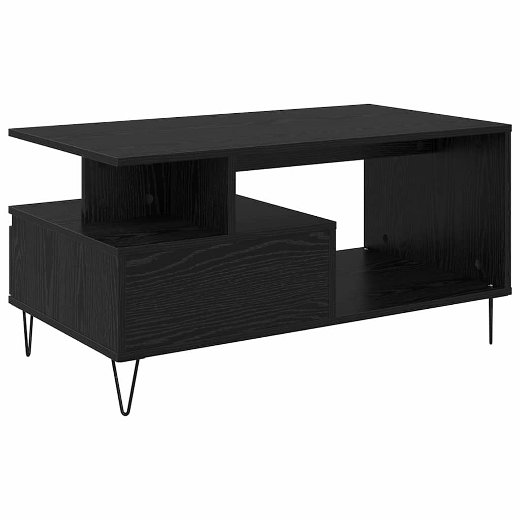 vidaXL Stolik kawowy z szufladą Czarny Dąb 90 x 49 x 45 cm