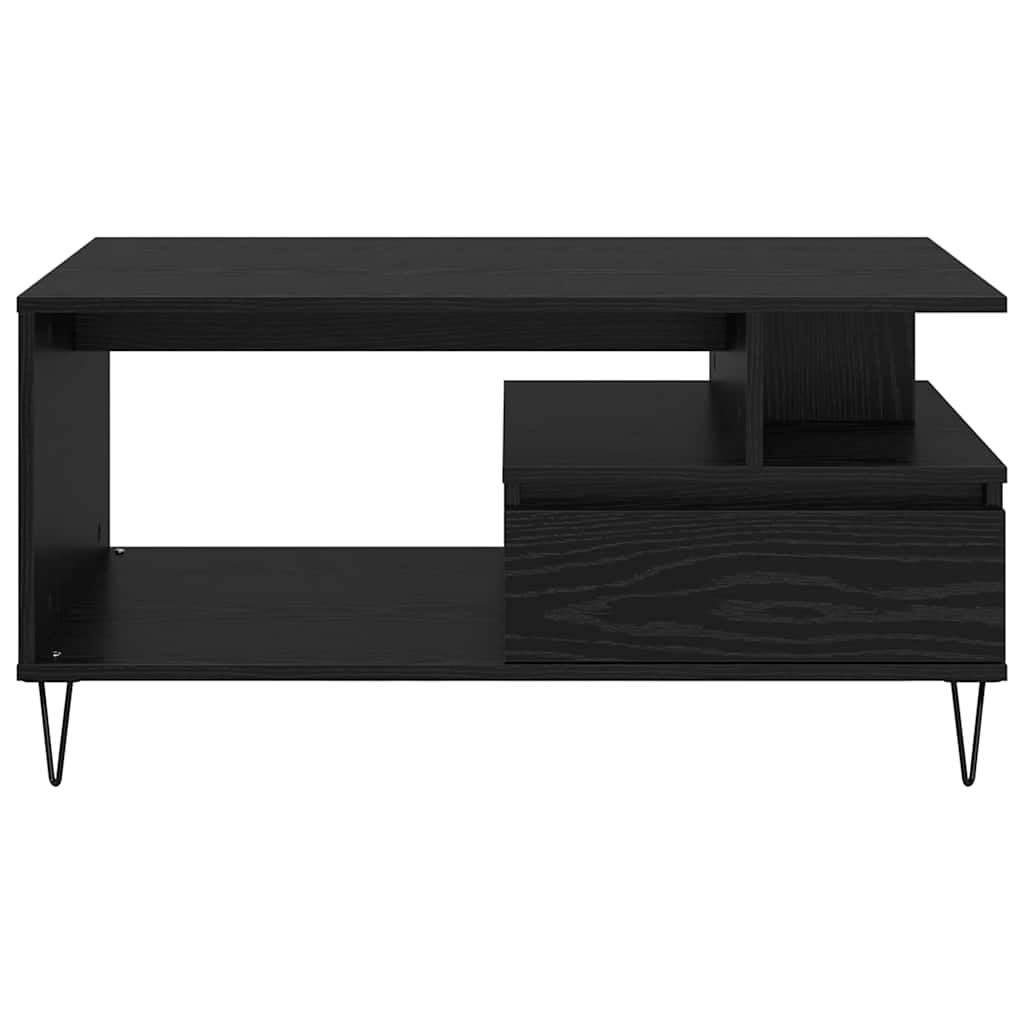 vidaXL Stolik kawowy z szufladą Czarny Dąb 90 x 49 x 45 cm