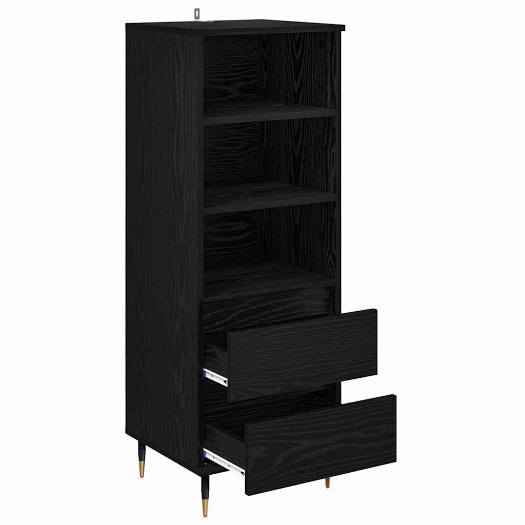 vidaXL Highboard Czarny Dąb 40 x 36 x 110 cm Materiał drewnopochodny