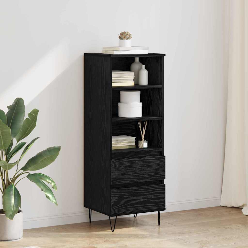 vidaXL Highboard Czarny Dąb 40 x 36 x 110 cm Materiał drewnopochodny