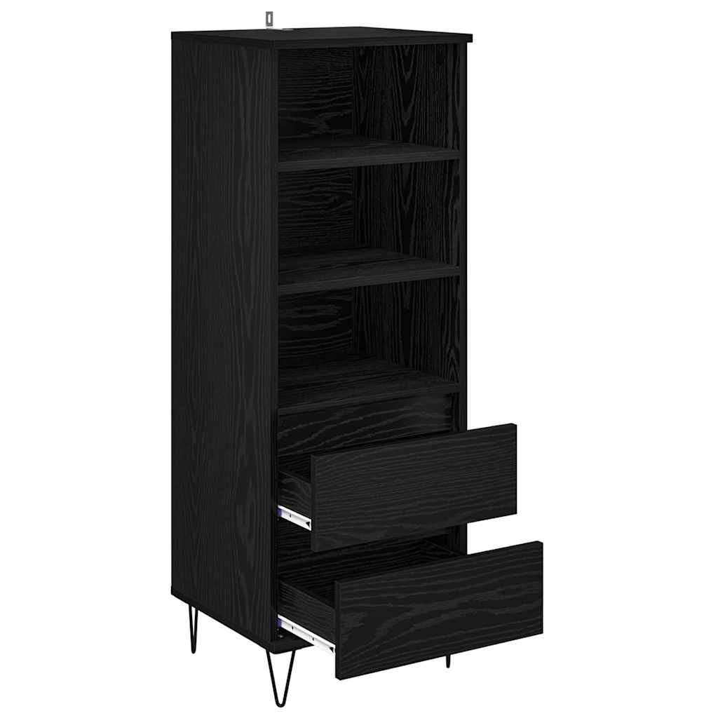 vidaXL Highboard Czarny Dąb 40 x 36 x 110 cm Materiał drewnopochodny