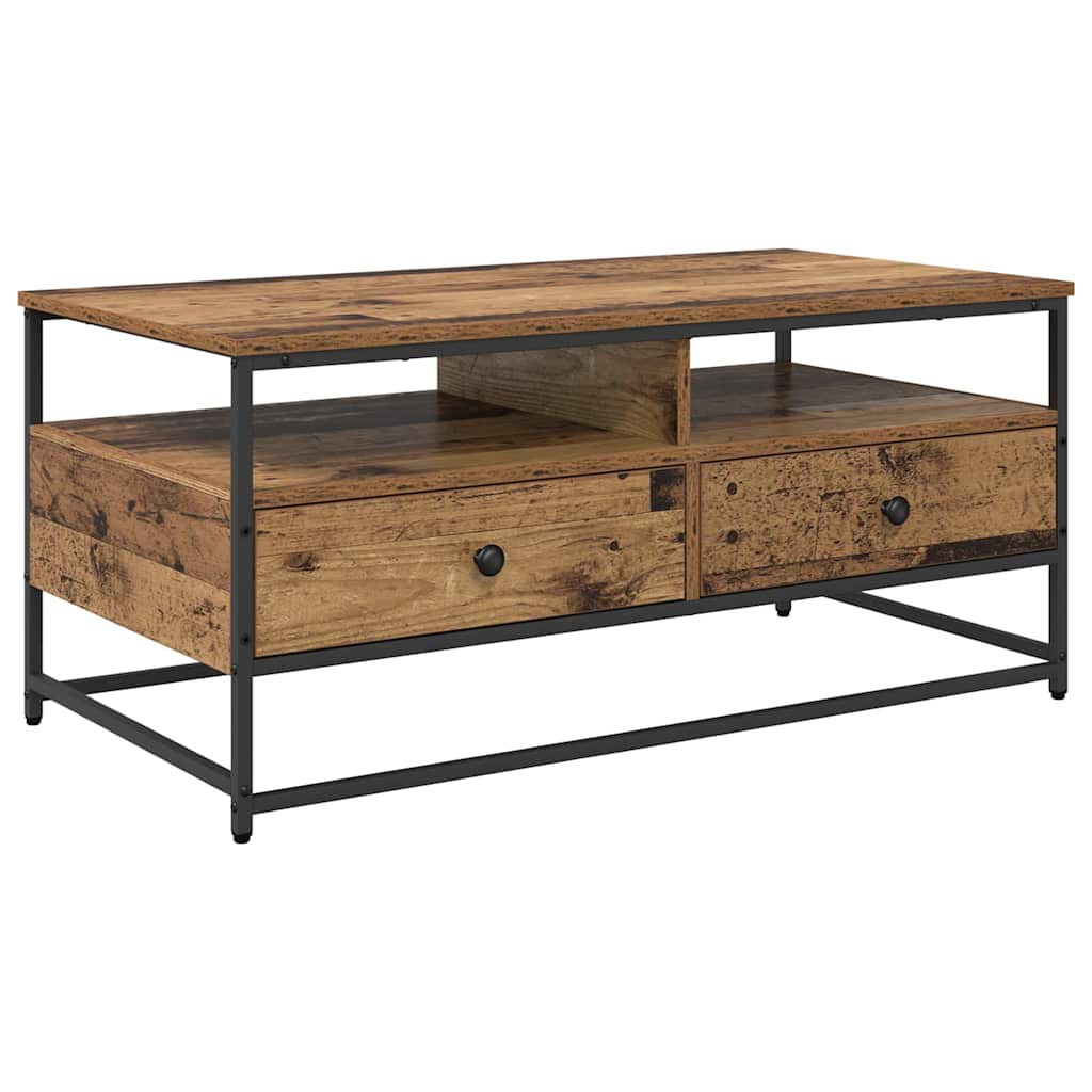 vidaXL Stolik kawowy z szufladą Stare drewno 100 x 51 x 45 cm