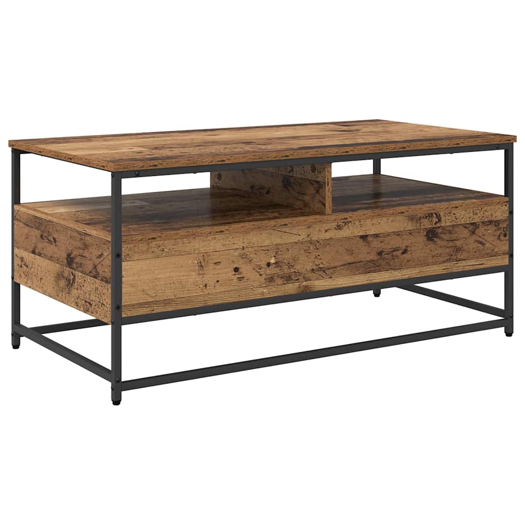 vidaXL Stolik kawowy z szufladą Stare drewno 100 x 51 x 45 cm
