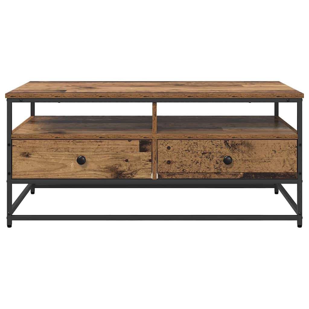 vidaXL Stolik kawowy z szufladą Stare drewno 100 x 51 x 45 cm