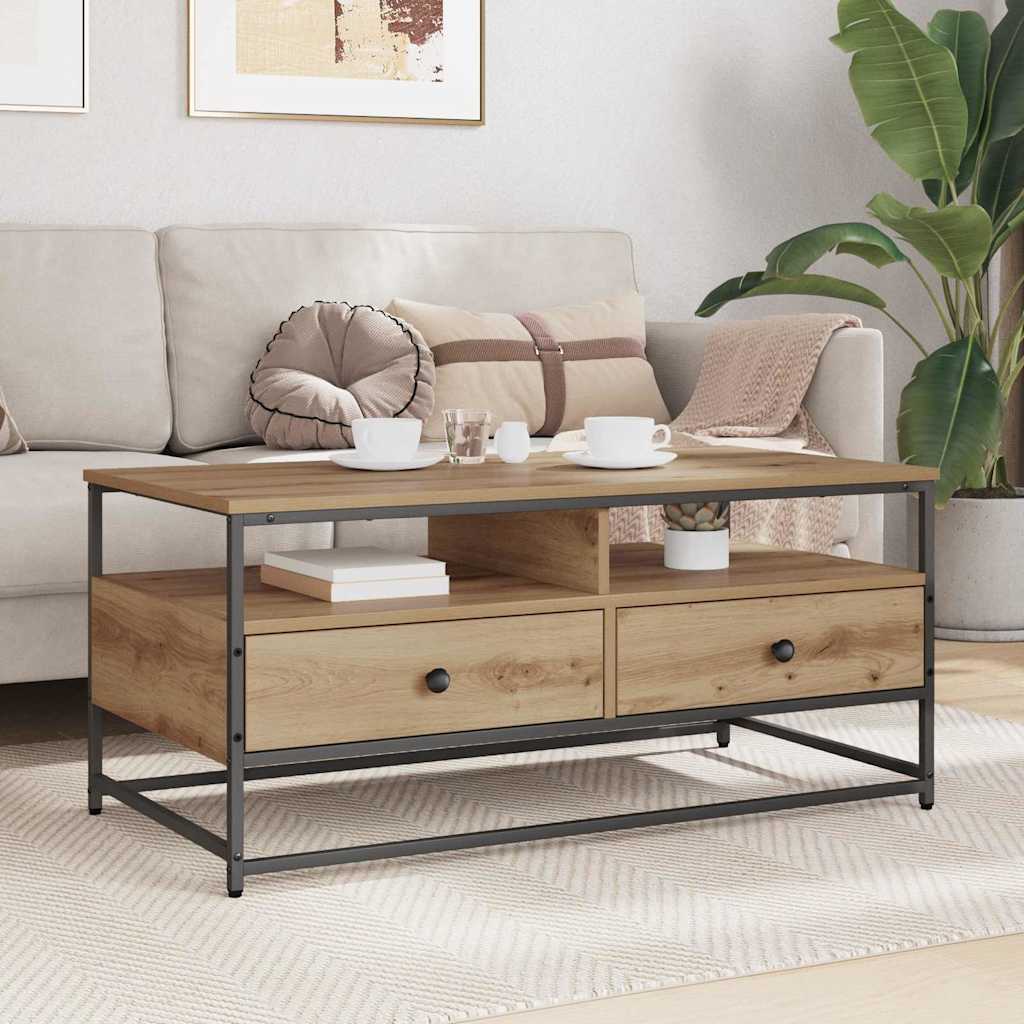 vidaXL Stolik kawowy z szufladą Dąb rzemieślniczy 100 x 51 x 45 cm