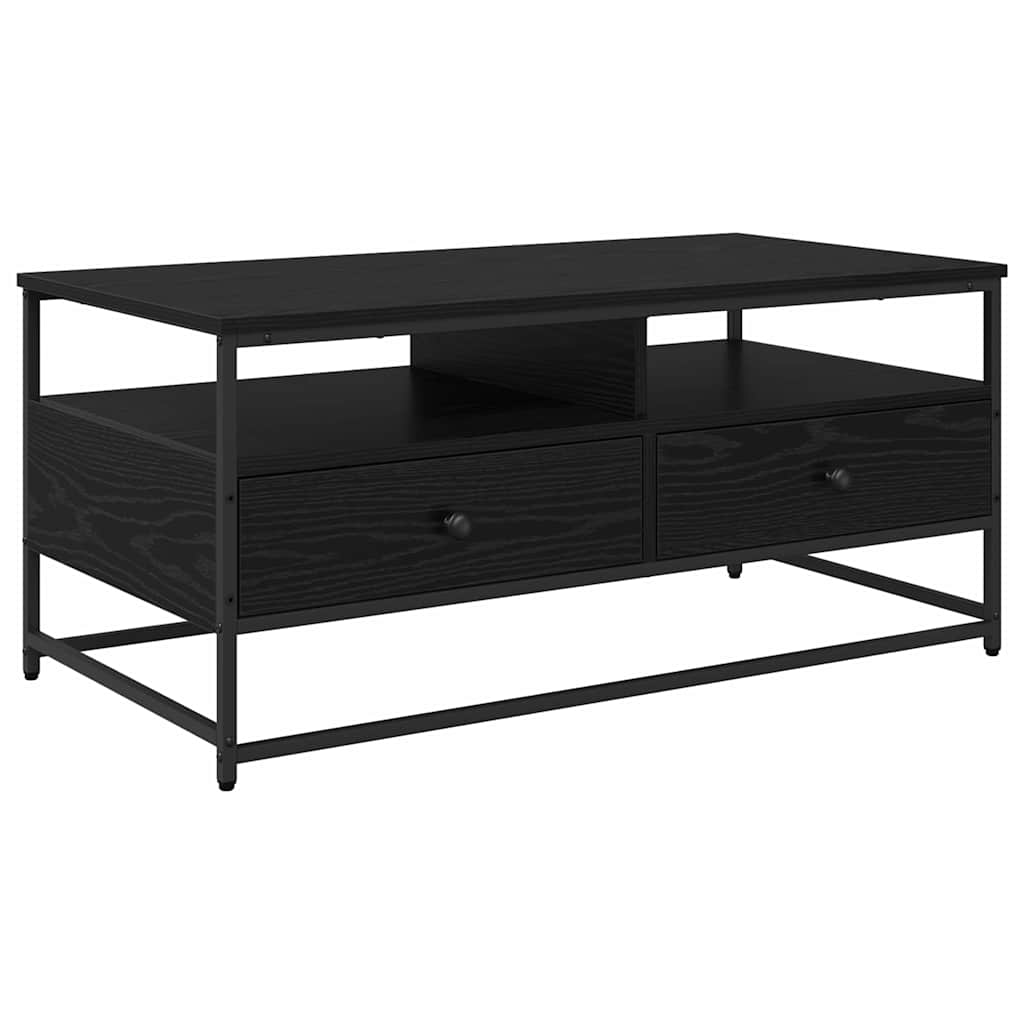 vidaXL Stolik kawowy z szufladą Czarny Dąb 100 x 51 x 45 cm