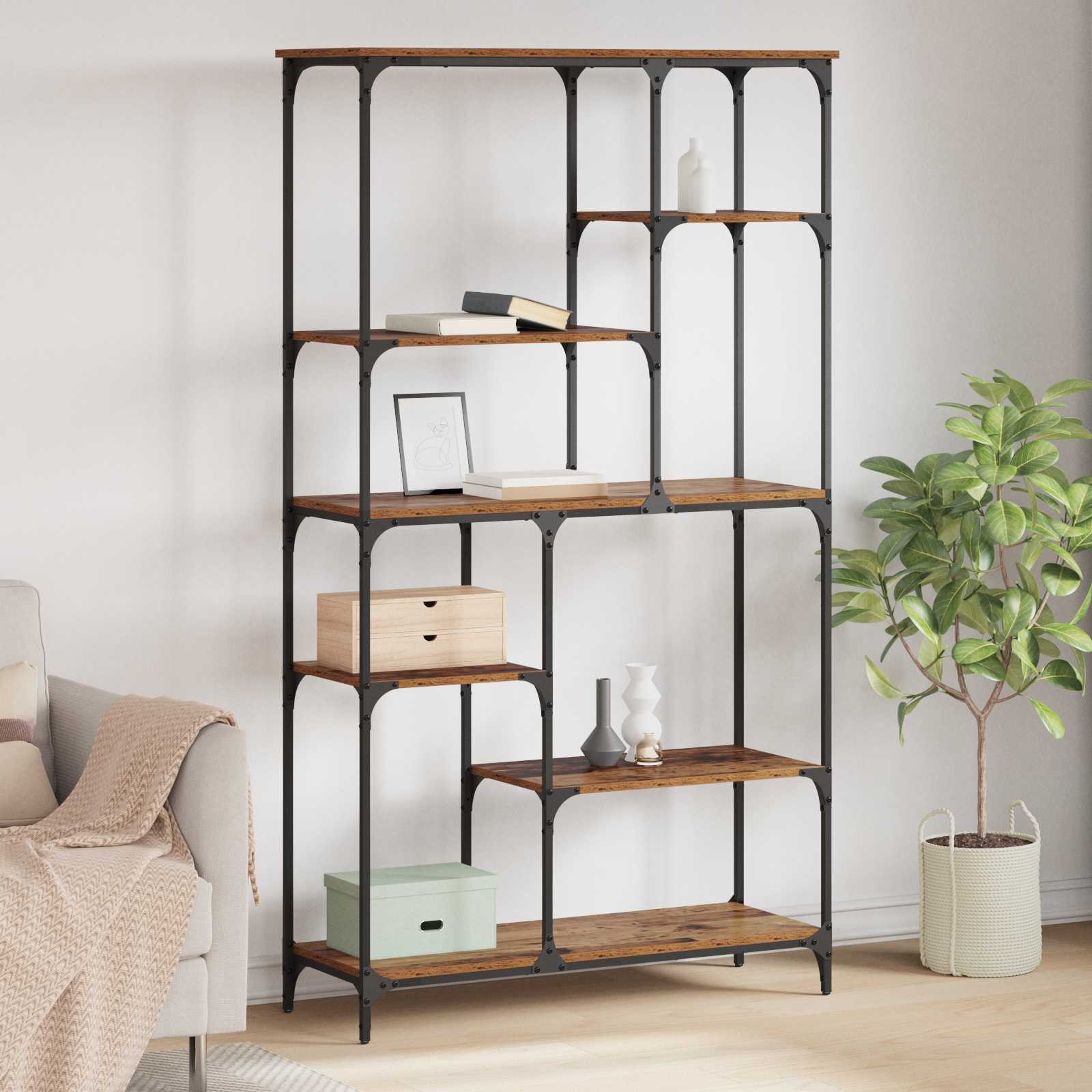 vidaXL Półka na książki Stare drewno 99 x 35,5 x 176 cm