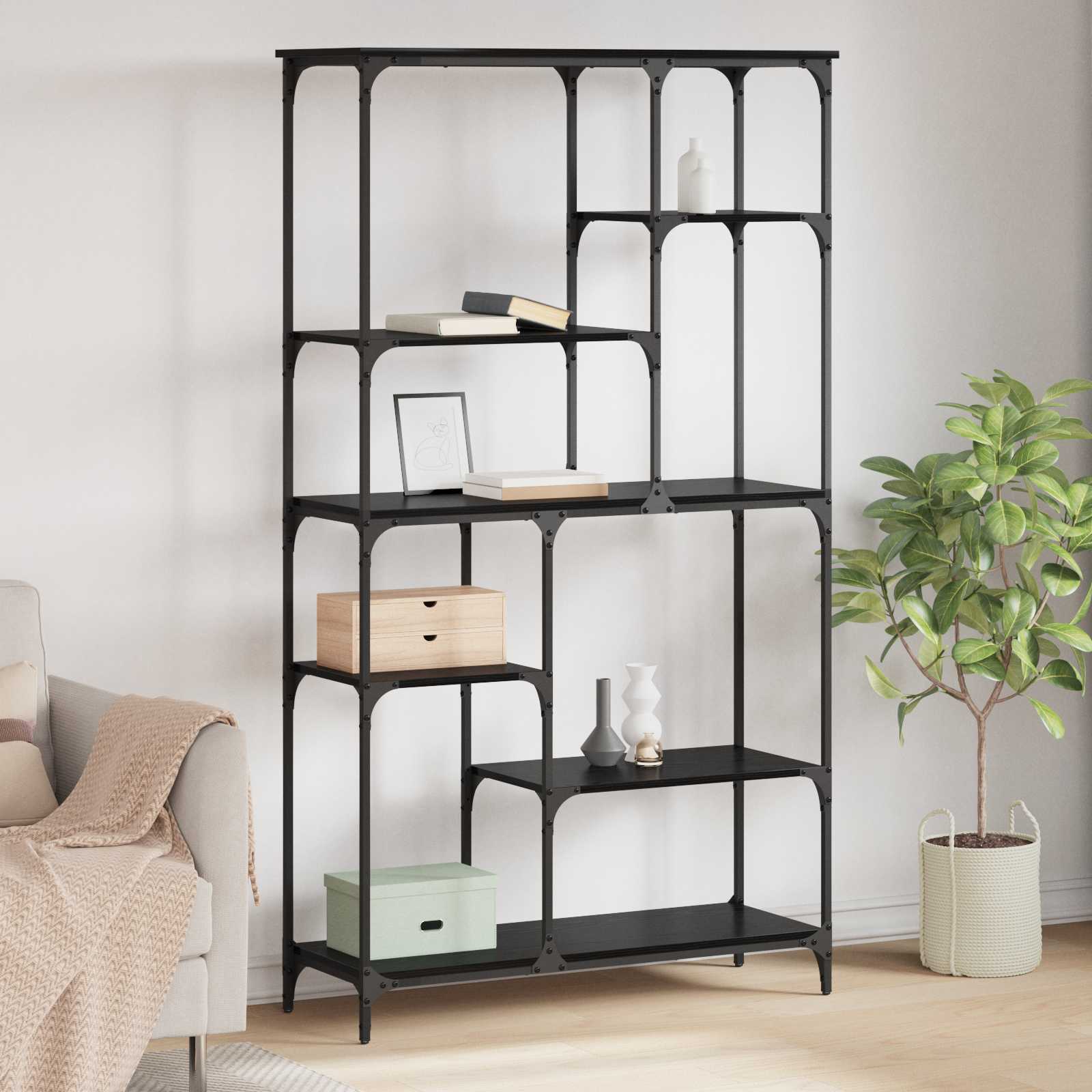 vidaXL Półka na książki Czarny Dąb 99 x 35,5 x 176 cm