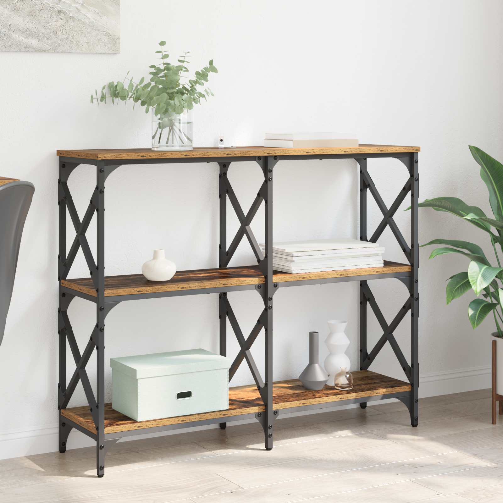 vidaXL Konsola Stare drewno 100 x 28 x 80,5 cm Materiał drewnopochodny