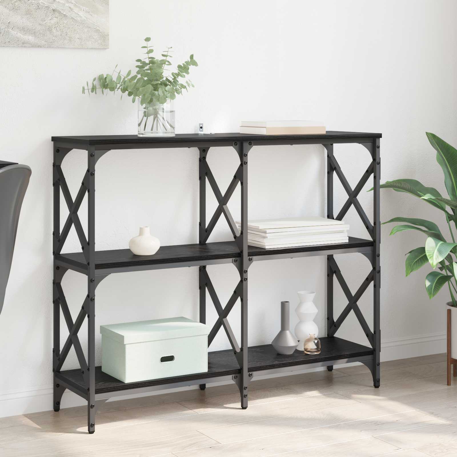 vidaXL Konsola Czarny Dąb 100 x 28 x 80,5 cm Materiał drewnopochodny
