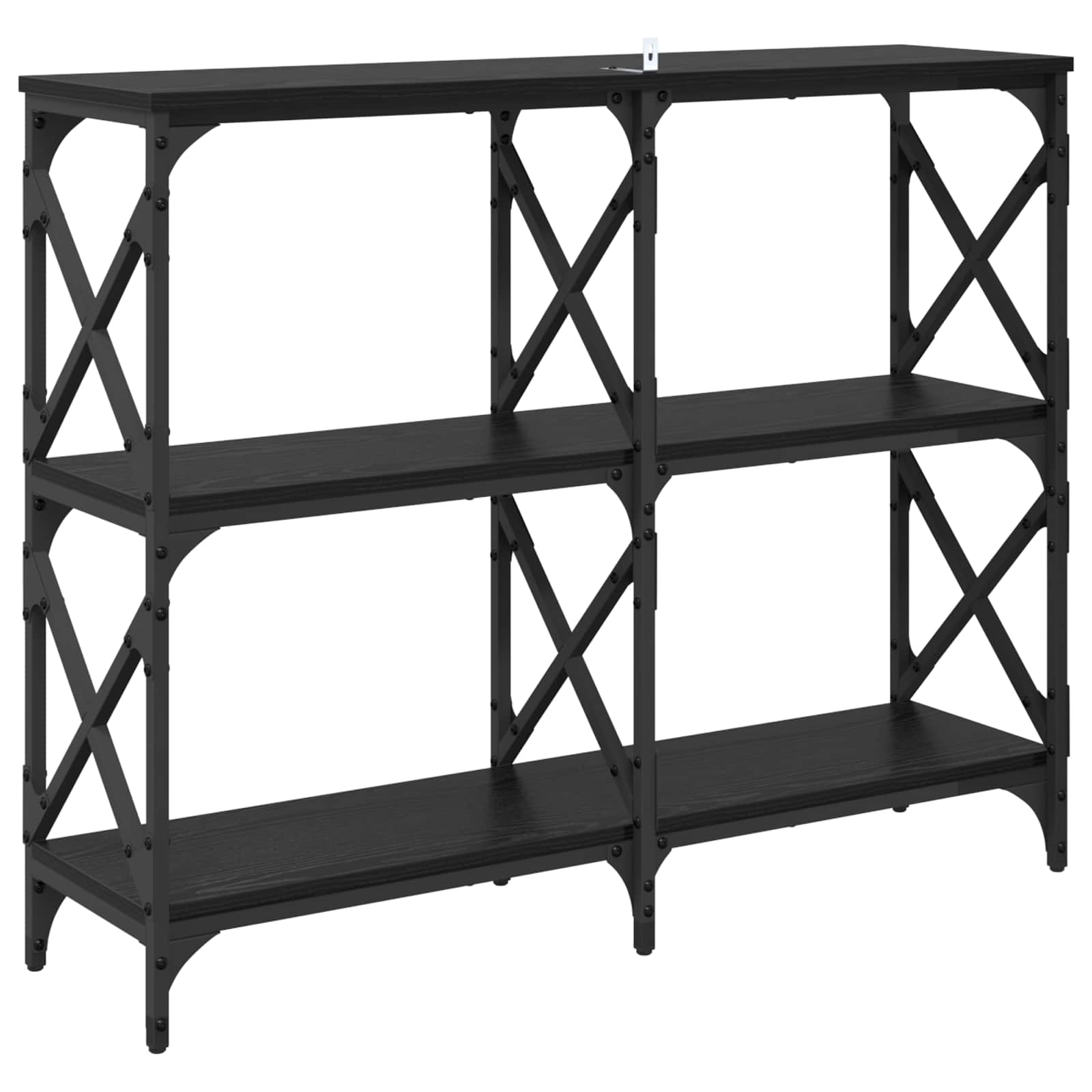 vidaXL Konsola Czarny Dąb 100 x 28 x 80,5 cm Materiał drewnopochodny