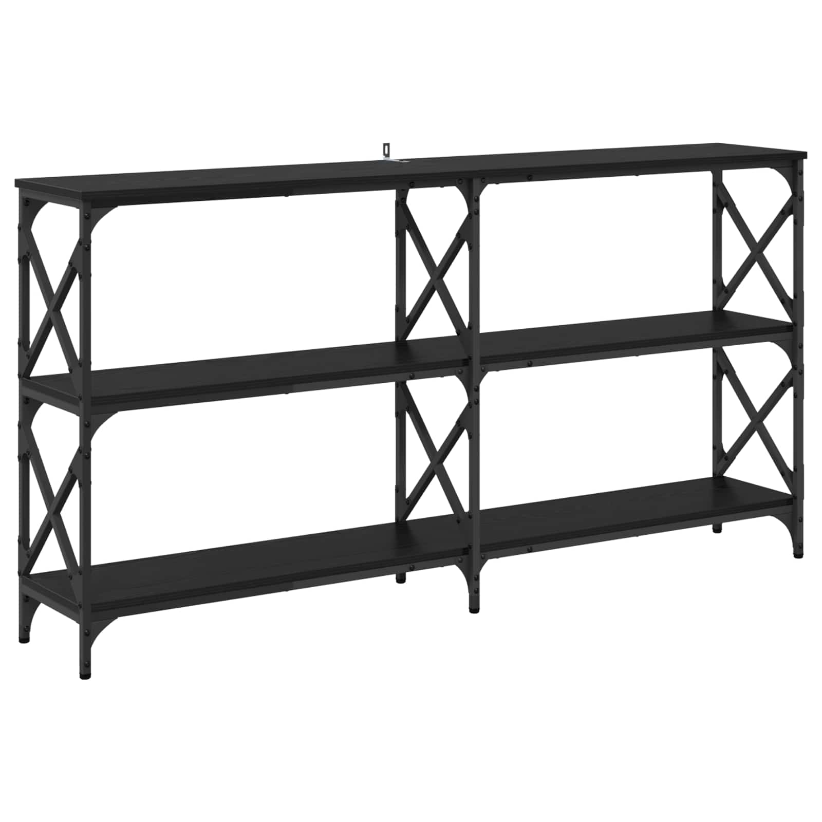 vidaXL Konsola Czarny Dąb 156 x 28 x 80,5 cm Materiał drewnopochodny