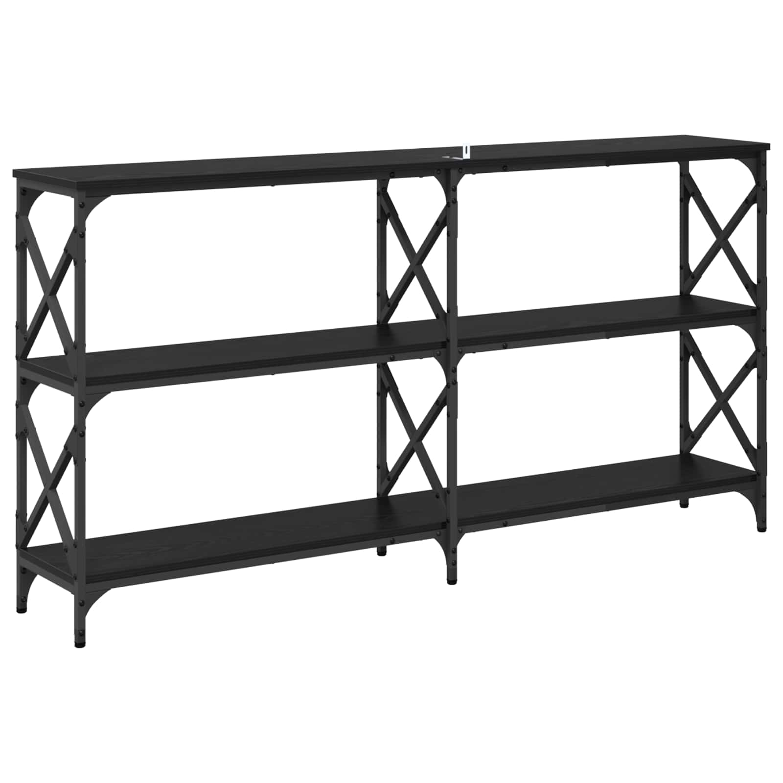 vidaXL Konsola Czarny Dąb 156 x 28 x 80,5 cm Materiał drewnopochodny