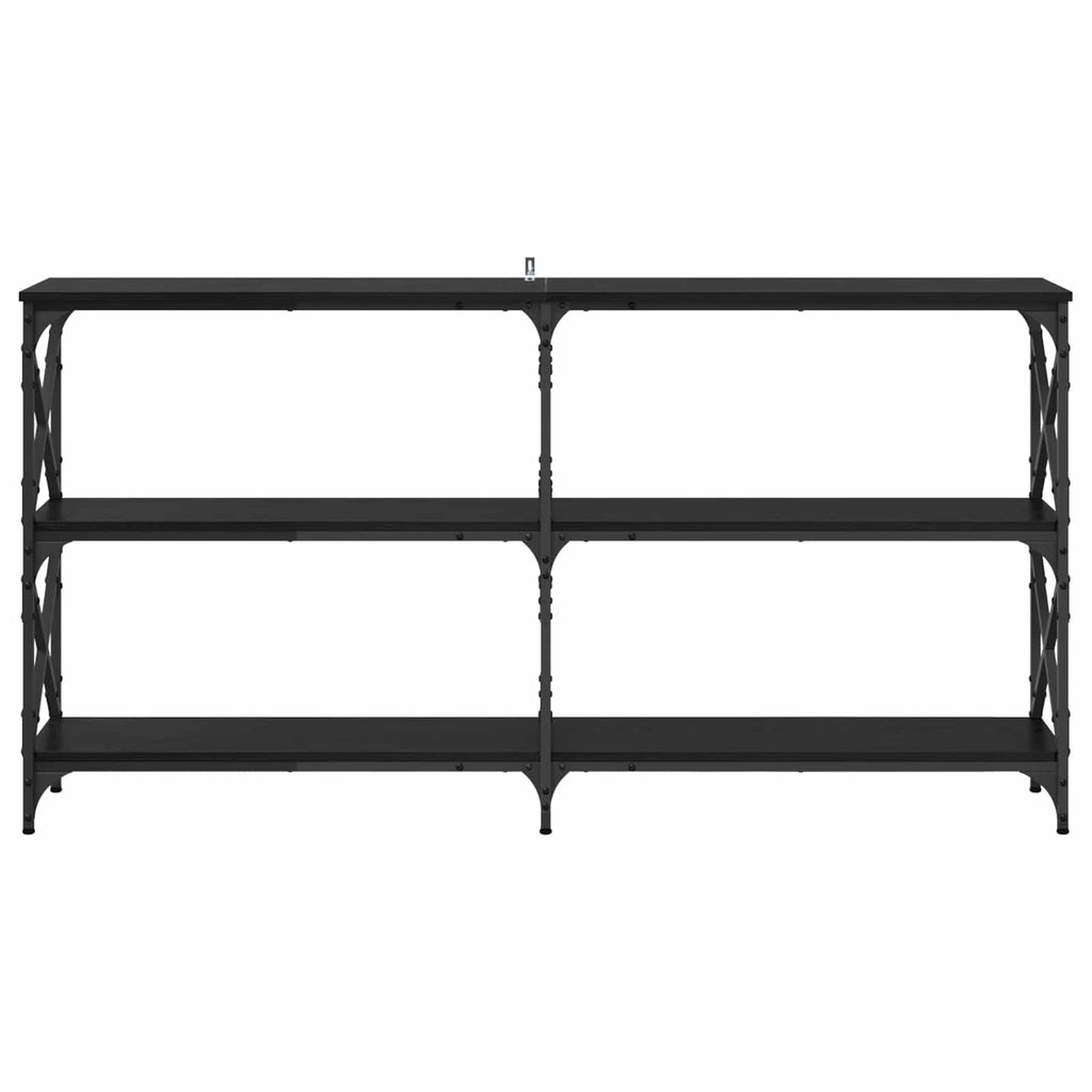 vidaXL Konsola Czarny Dąb 156 x 28 x 80,5 cm Materiał drewnopochodny