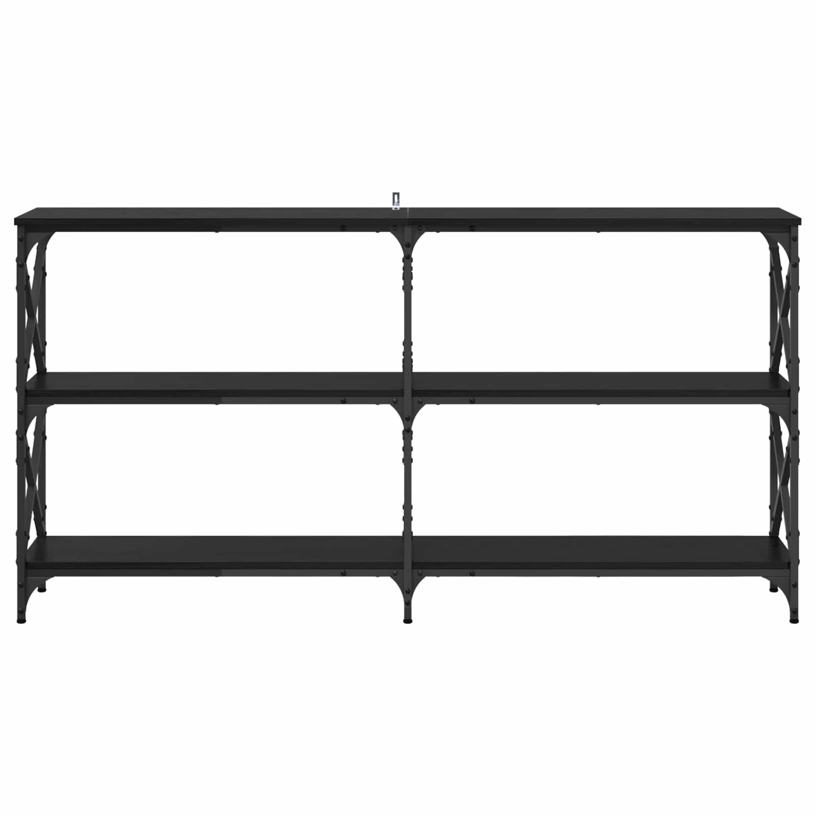 vidaXL Konsola Czarny Dąb 156 x 28 x 80,5 cm Materiał drewnopochodny