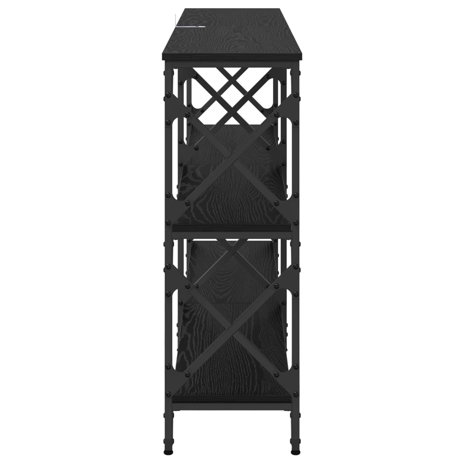 vidaXL Konsola Czarny Dąb 156 x 28 x 80,5 cm Materiał drewnopochodny