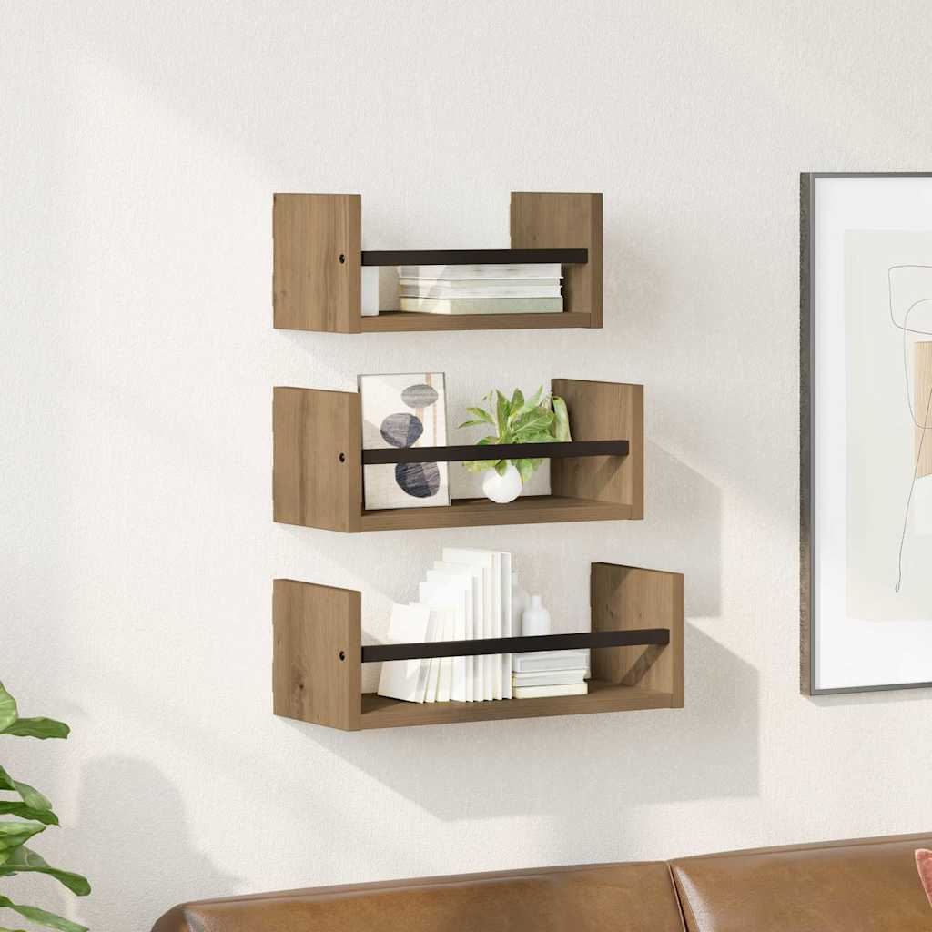 vidaXL Zestaw półek ściennych 3 pcs Dąb rzemieślniczy 40x16x14cm