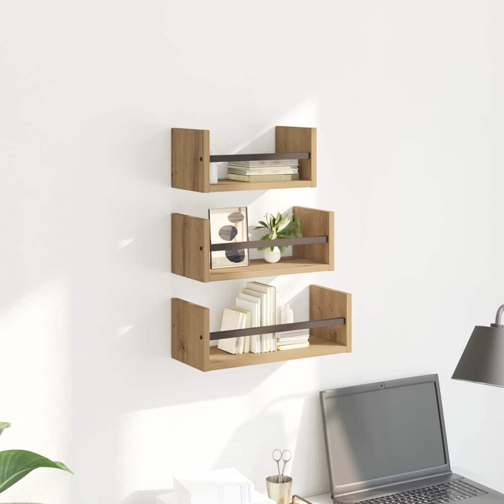 vidaXL Zestaw półek ściennych 3 pcs Dąb rzemieślniczy 40x16x14cm