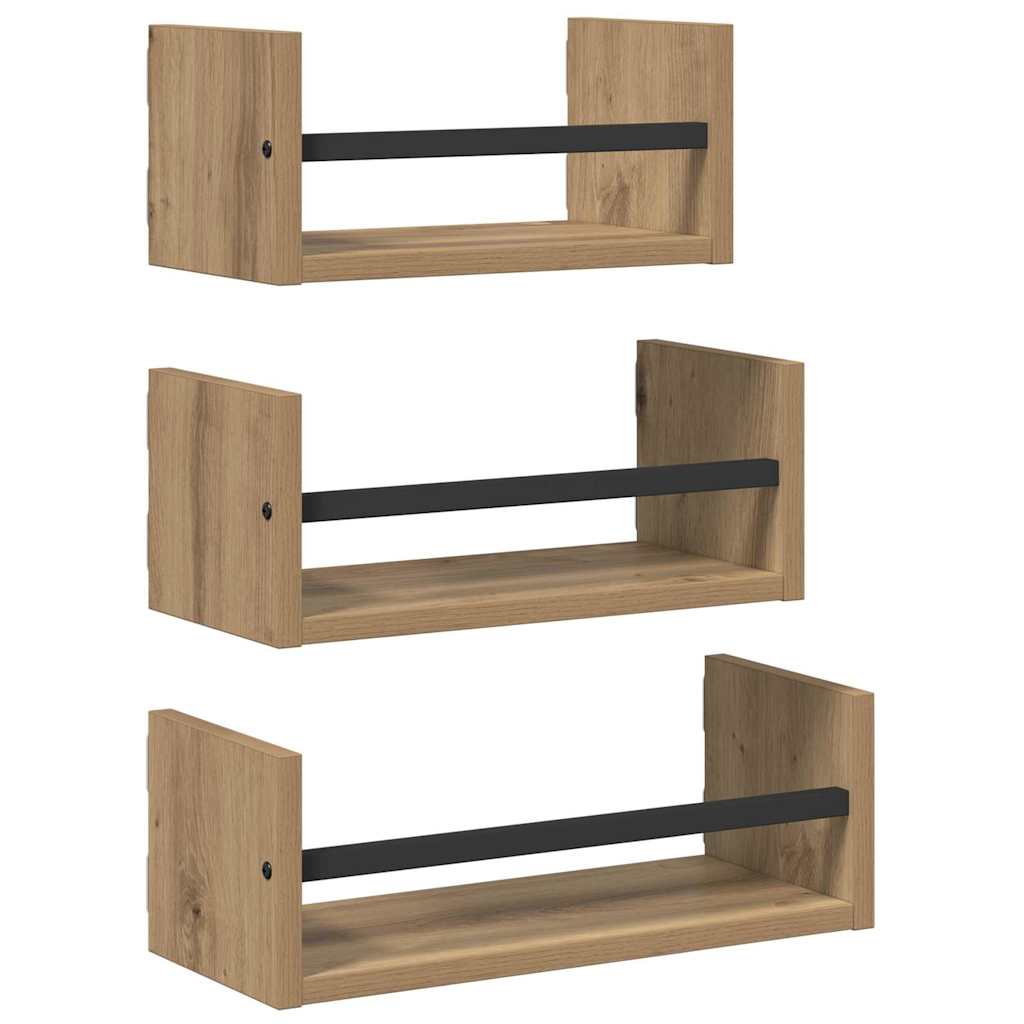 vidaXL Zestaw półek ściennych 3 pcs Dąb rzemieślniczy 40x16x14cm