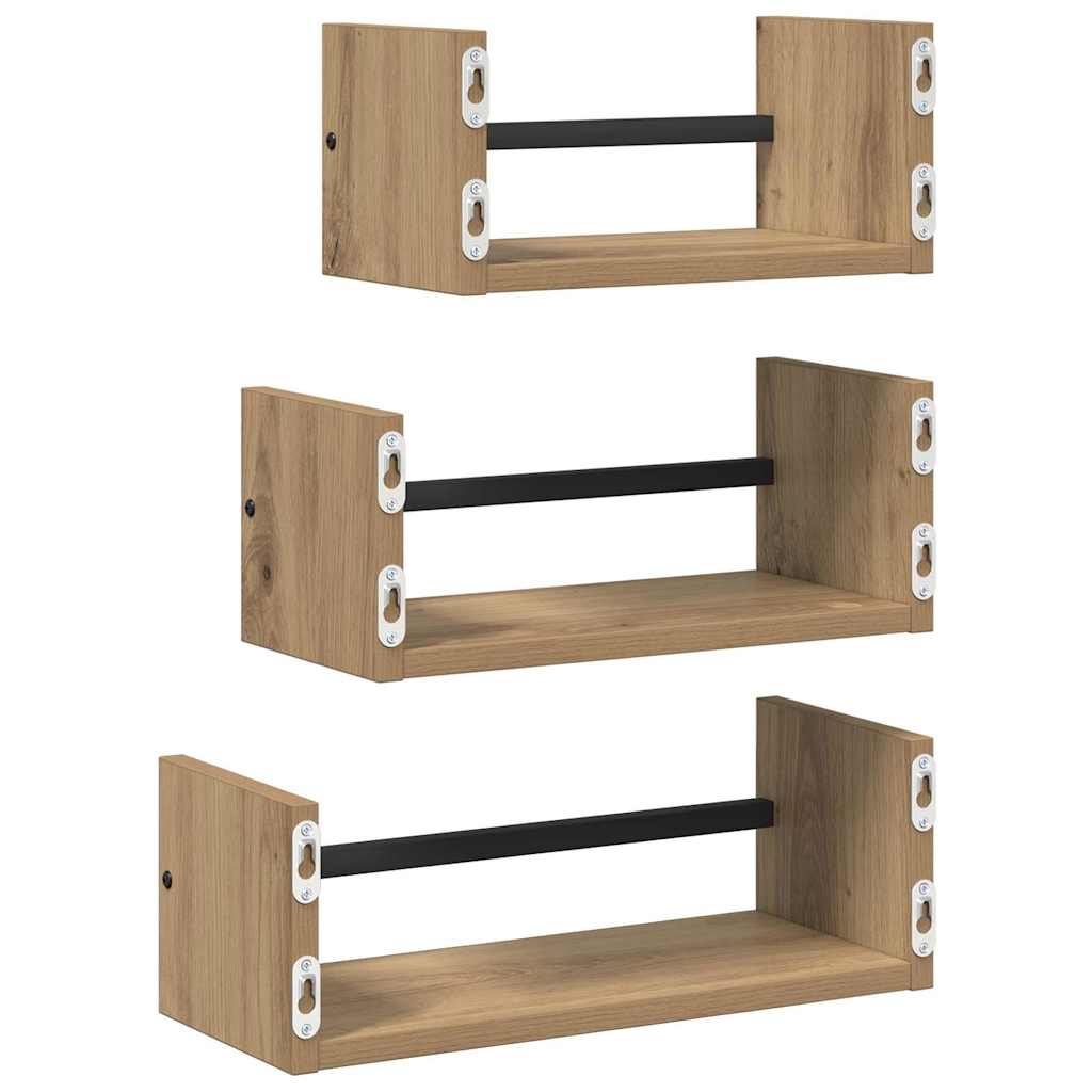 vidaXL Zestaw półek ściennych 3 pcs Dąb rzemieślniczy 40x16x14cm