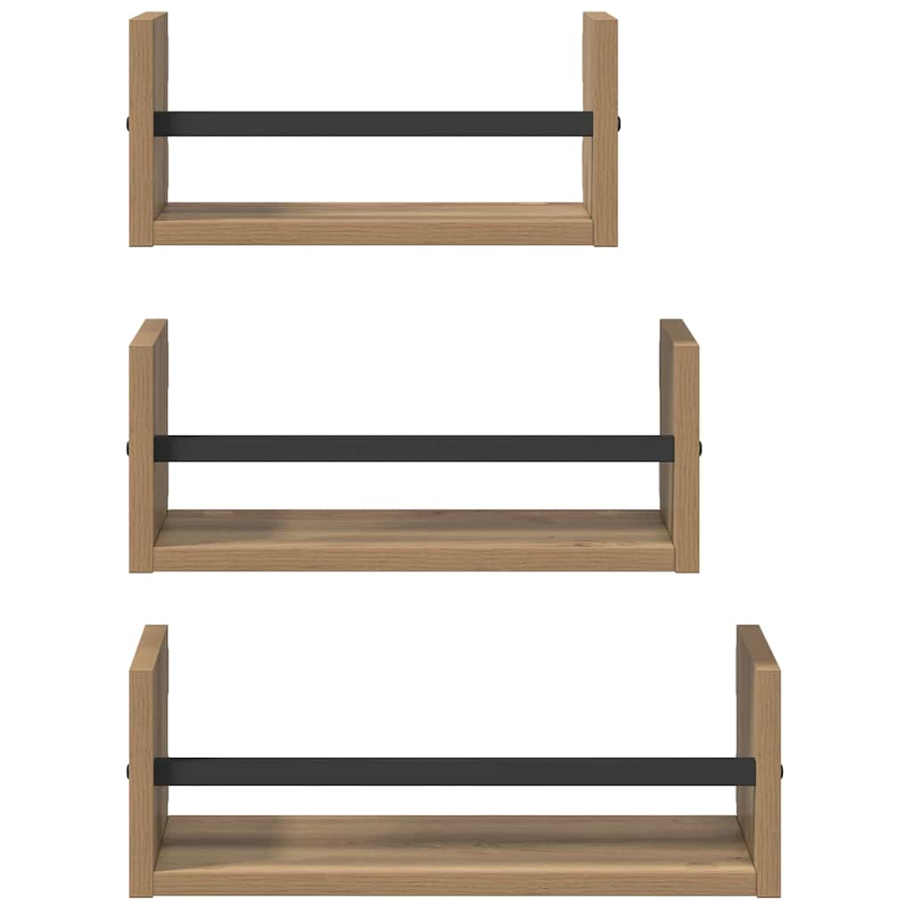 vidaXL Zestaw półek ściennych 3 pcs Dąb rzemieślniczy 40x16x14cm