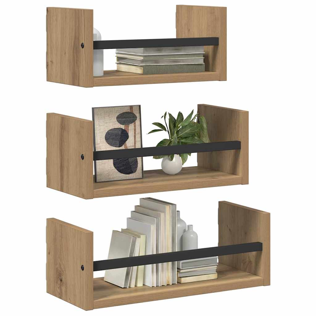 vidaXL Zestaw półek ściennych 3 pcs Dąb rzemieślniczy 40x16x14cm