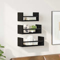 vidaXL Zestaw półek ściennych z półką 3 pcs Czarny Dąb 40x16x14cm