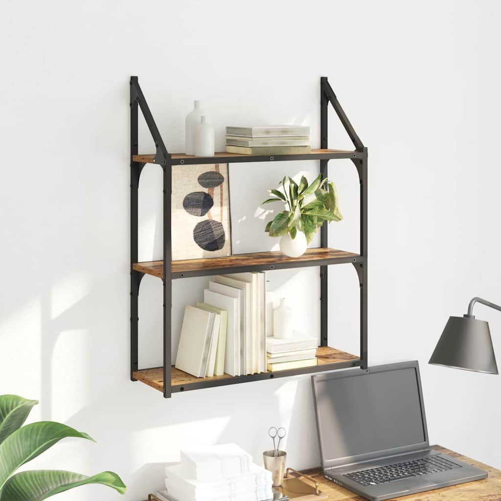 vidaXL Półka ścienna z półką Stare drewno 60 x 21 x 78,5 cm