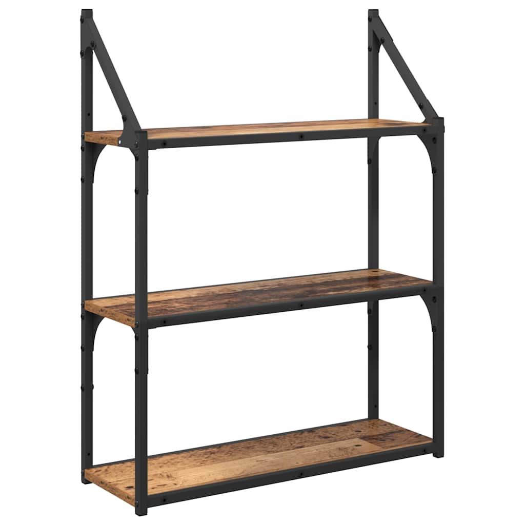 vidaXL Półka ścienna z półką Stare drewno 60 x 21 x 78,5 cm