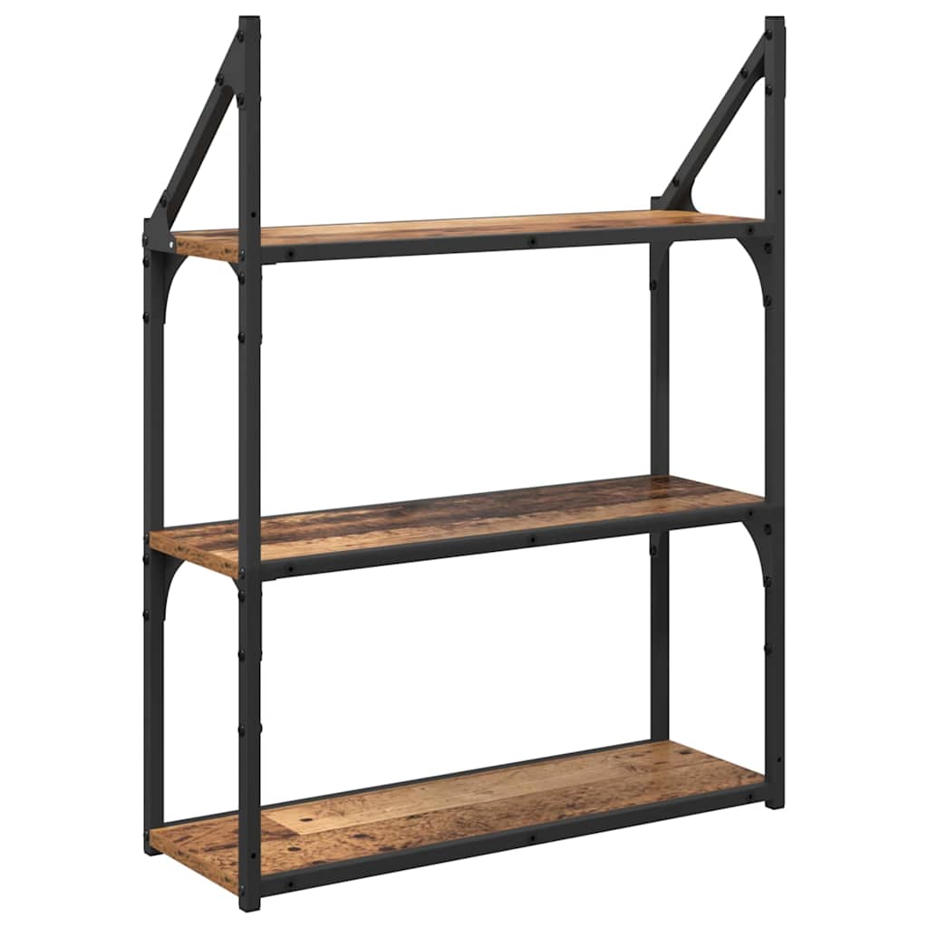 vidaXL Półka ścienna z półką Stare drewno 60 x 21 x 78,5 cm