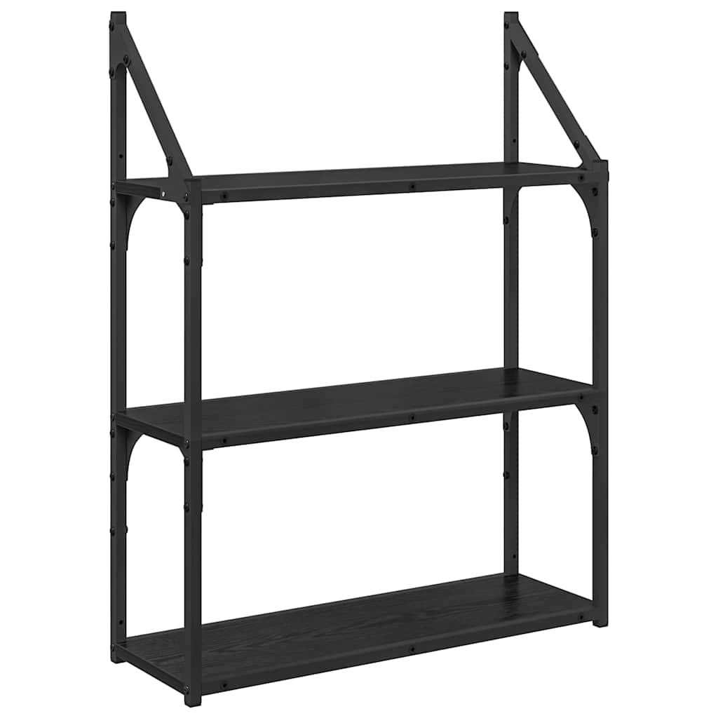 vidaXL Półka ścienna z półką Czarny Dąb 60 x 21 x 78,5 cm